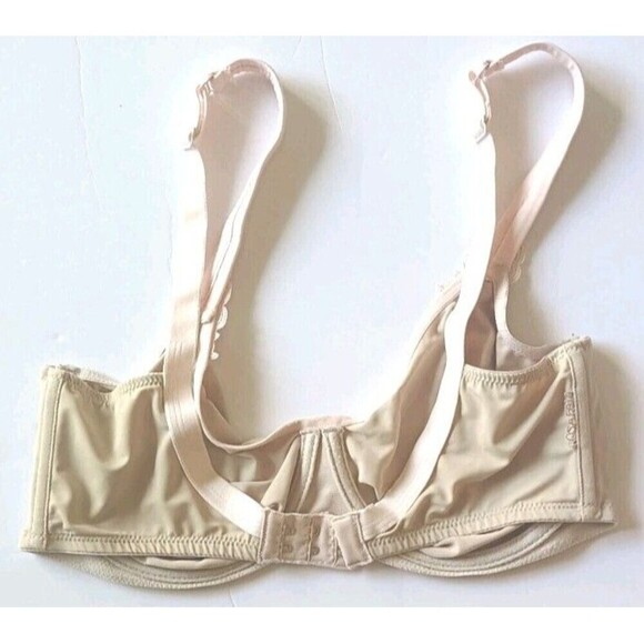 Rosa Faia Beautyfull Bra Size 34E Unlined Balconet Beige Embroidered Underwire - Picture 3 of 9